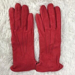 NWOT Newport News Genuine Leather Triple Top Seam Powder Red Gloves